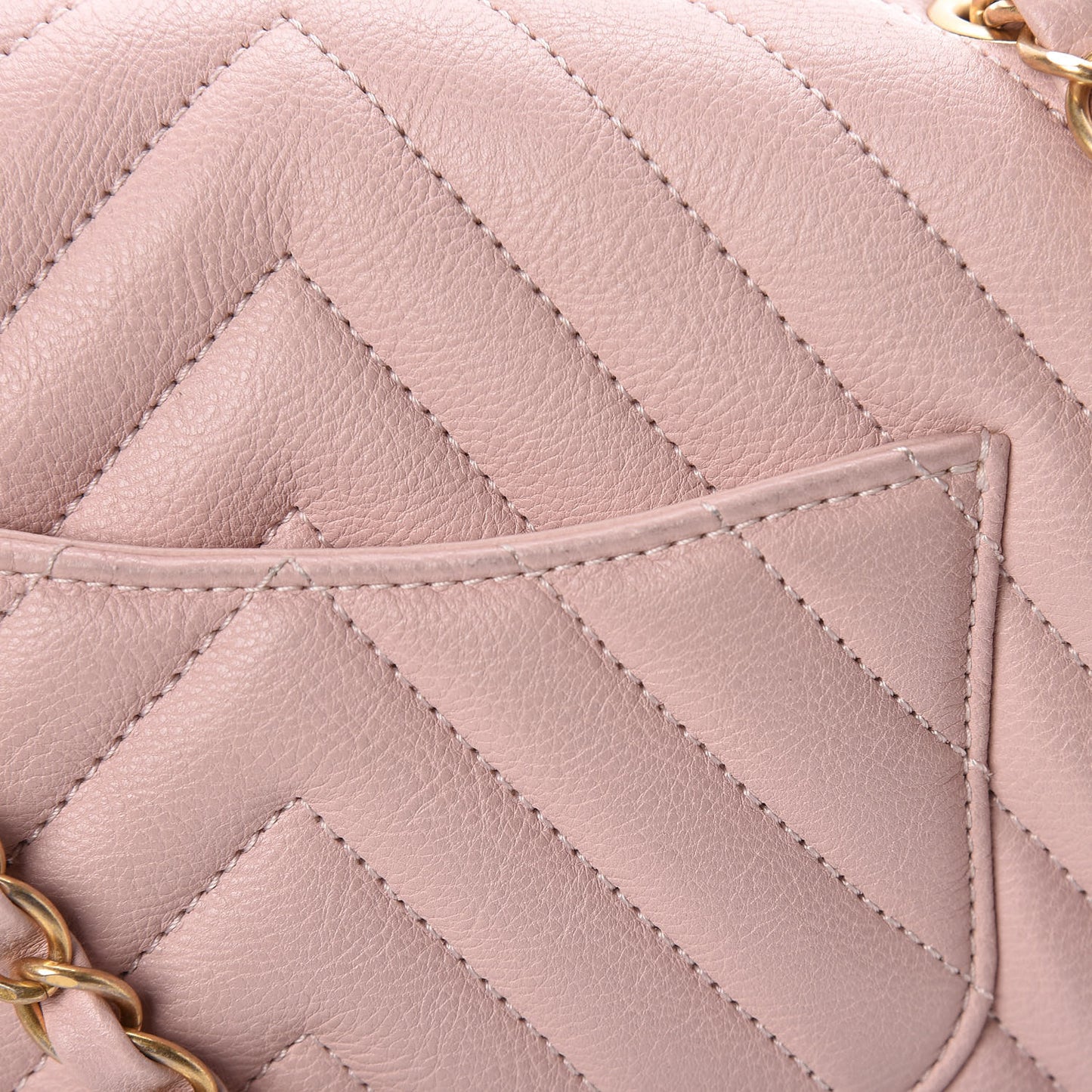 Calfskin Chevron Quilted Mini Rectangular Flap Light Pink
