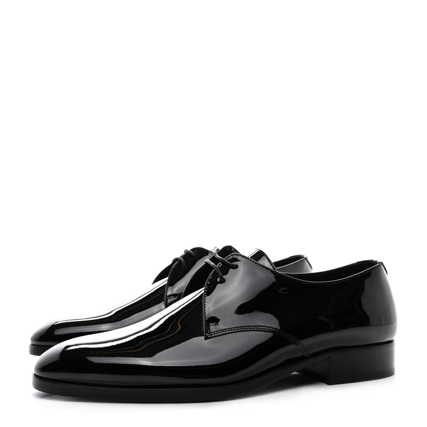 Saint Laurent Patent Lace Up Wyatt 25 Derby Shoes 40 Black 3 of 9