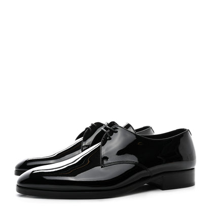 Saint Laurent Patent Lace Up Wyatt 25 Derby Shoes 40 Black 3 of 9