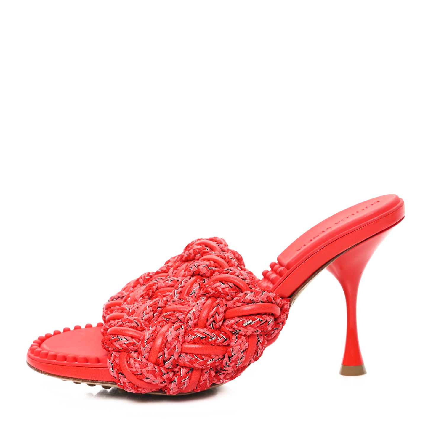 Lambskin Fabric Weave Intrecciato Dot Sandals 36.5 Bubble Gum Tomato
