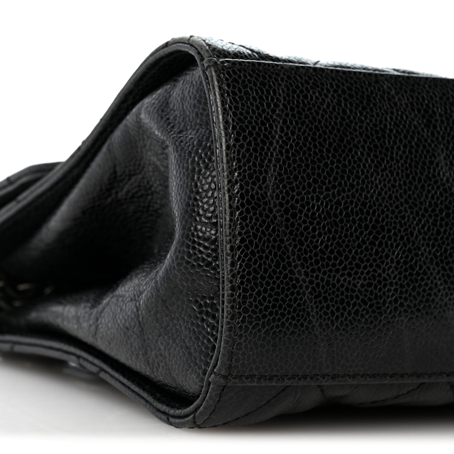 Crumpled Grained Calfskin Jumbo CC Crave Flap Black