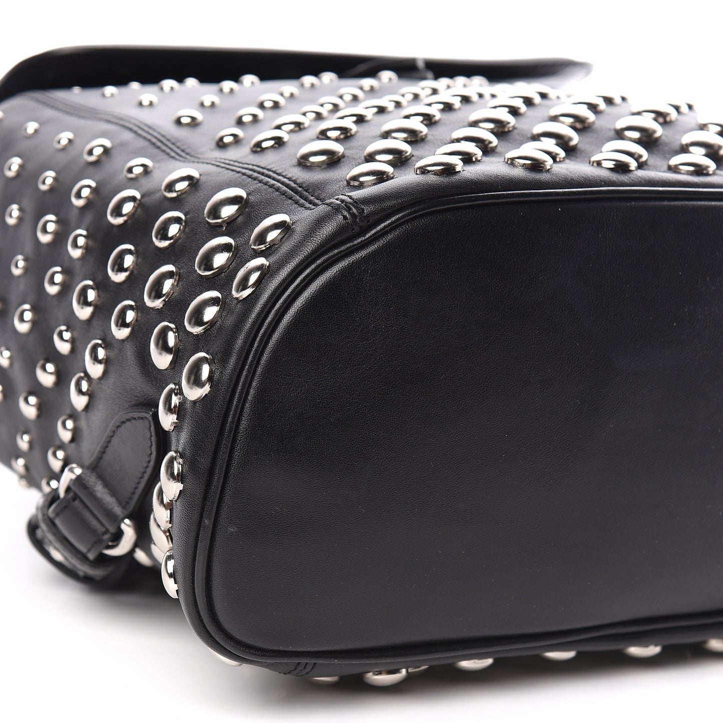 Calfskin Studded Padlock Backpack Black