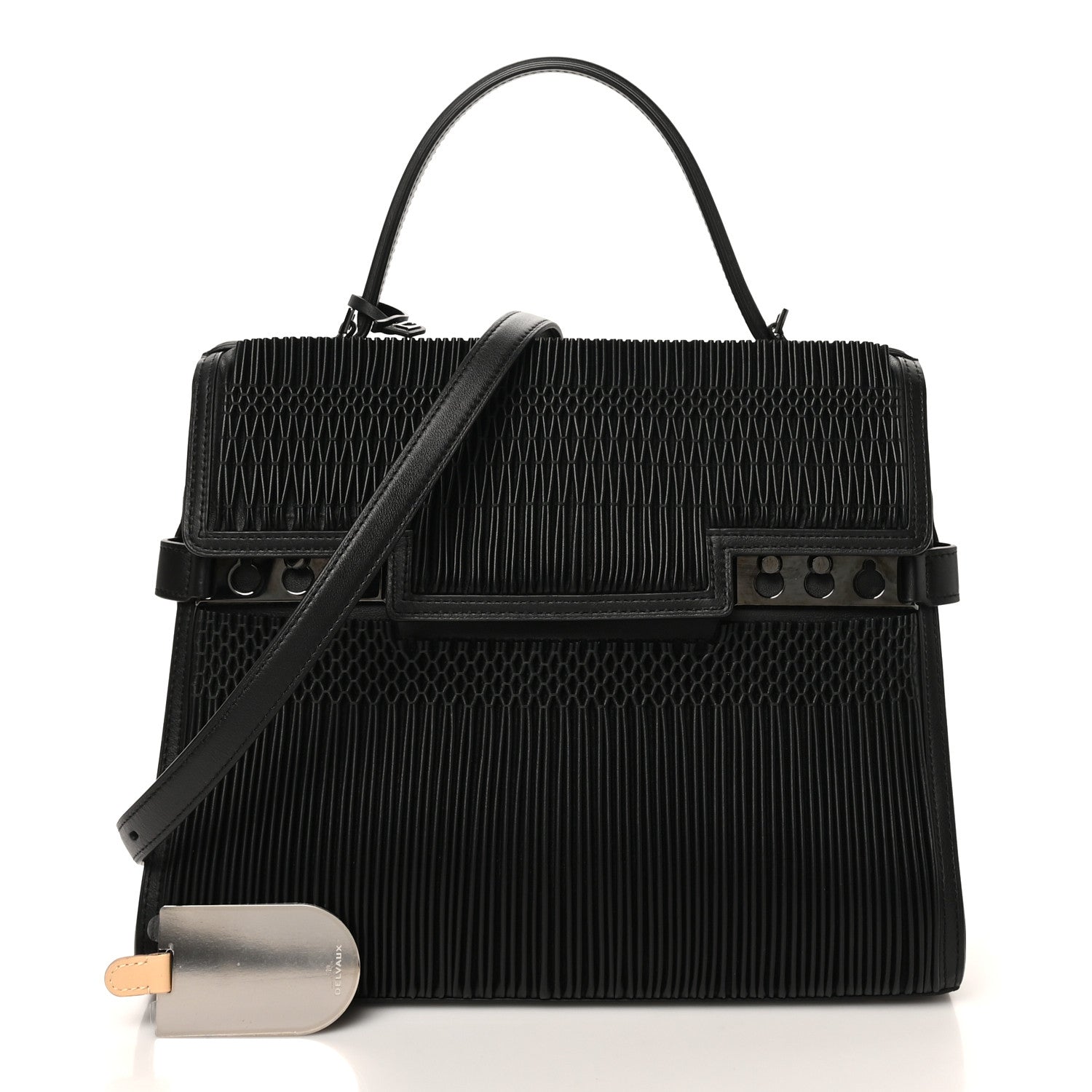 Delvaux Calfskin Souple Tempete GM Smock Satchel Black 3 of 10