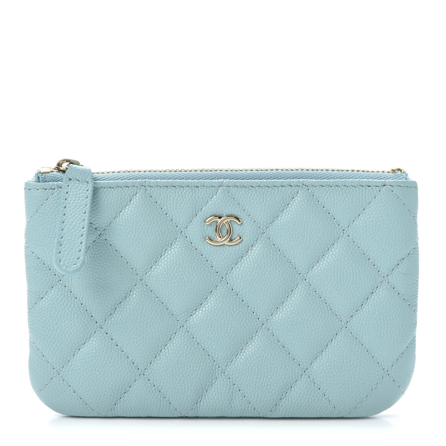 Caviar Quilted Small Cosmetic Case Light Blue