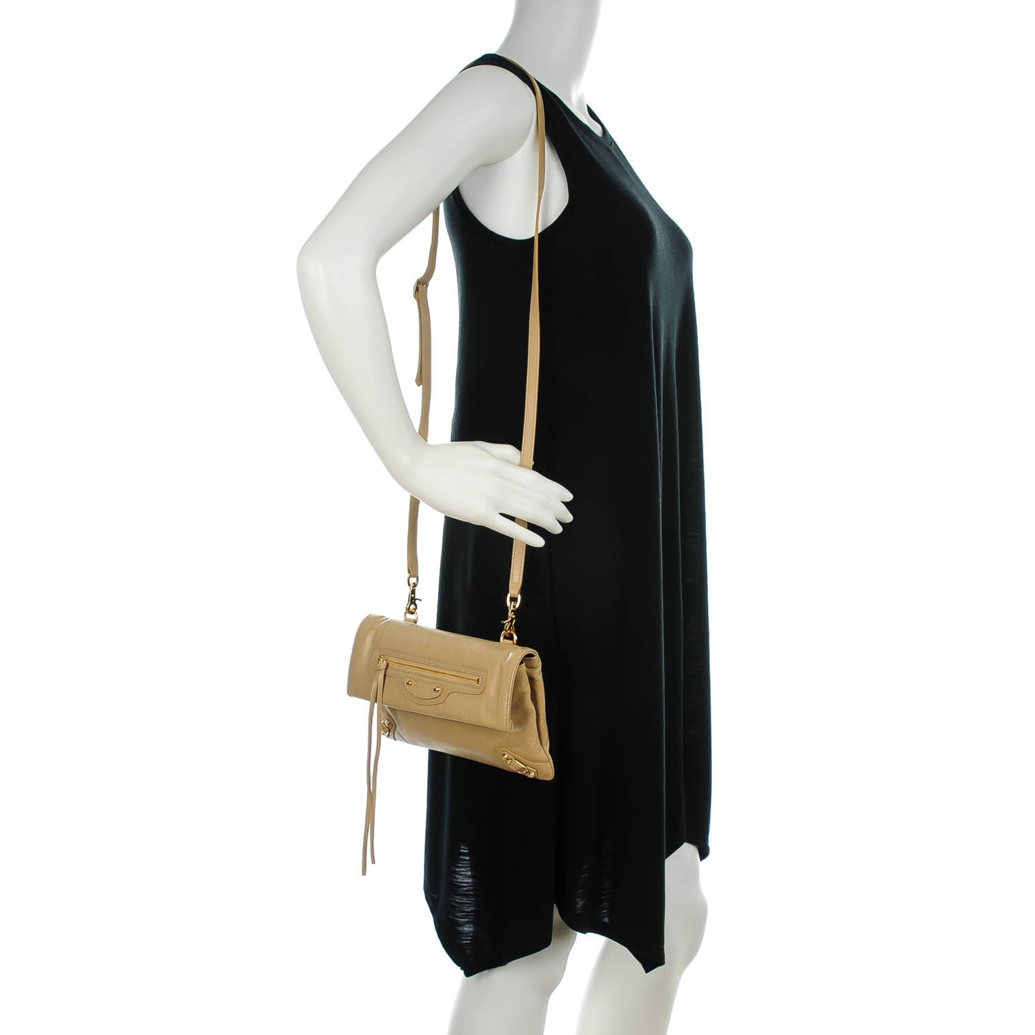 Balenciaga Agneau Classic Hardware Mini Envelope Strap Clutch Beige Sable 2 of 7