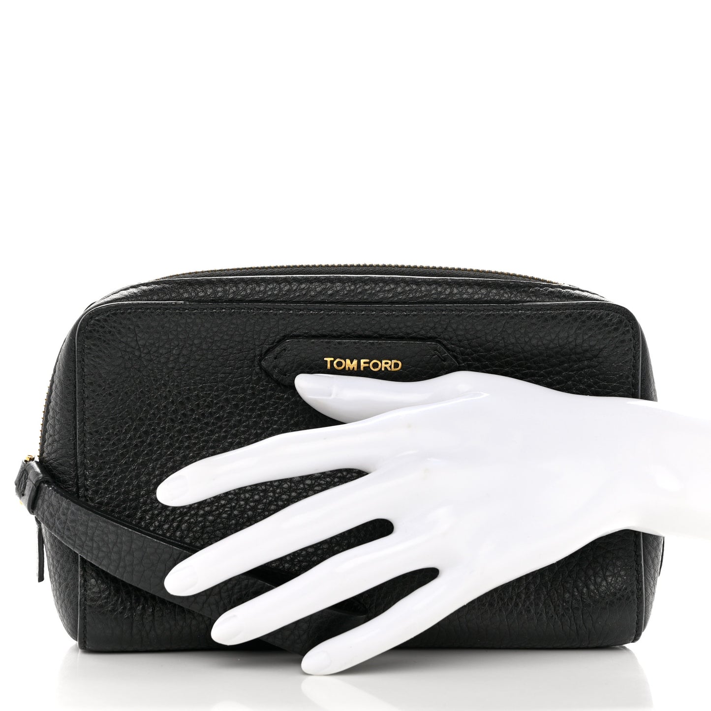 Grained Calfskin Cosmetic Pouch Black