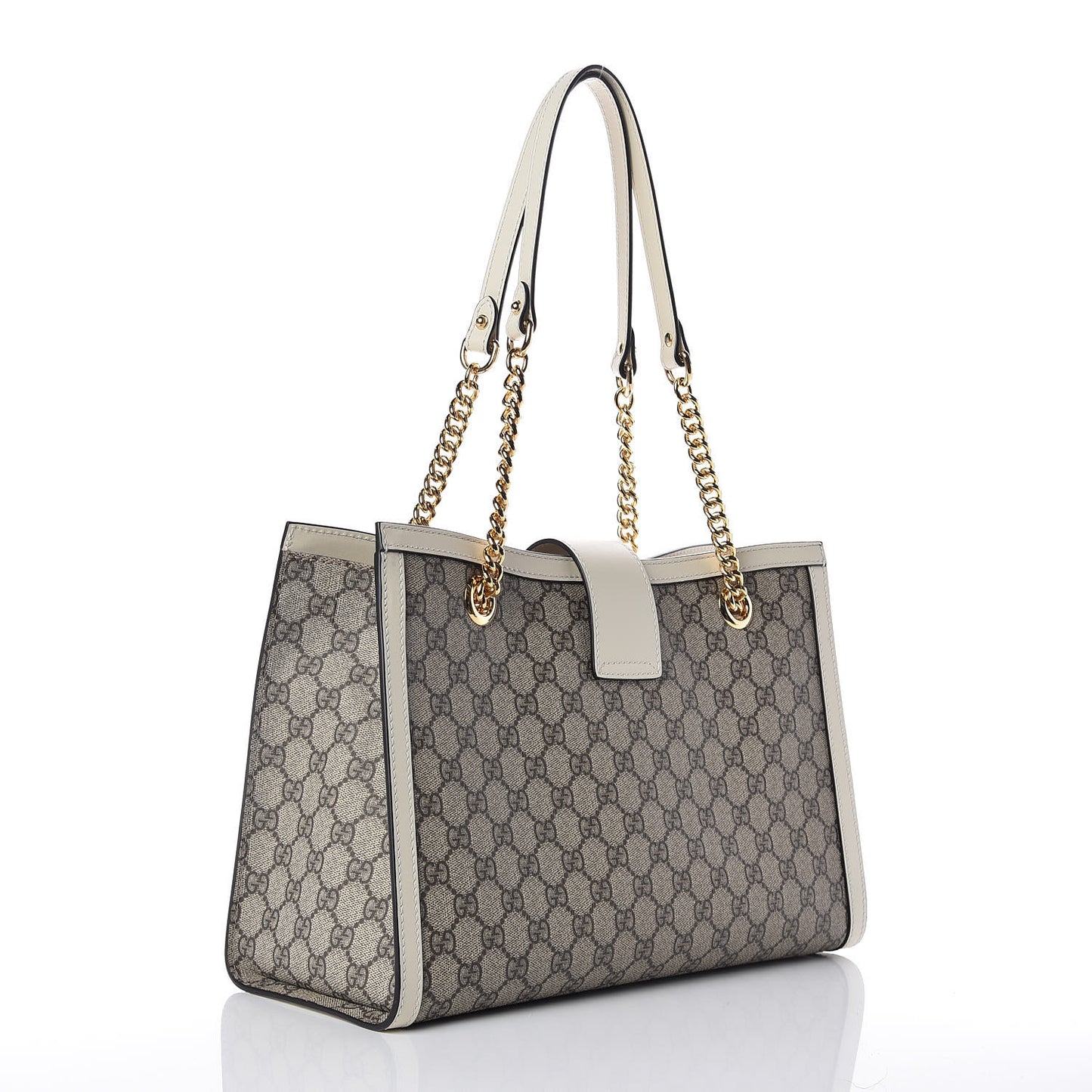 GG Supreme Monogram Medium Padlock Tote White