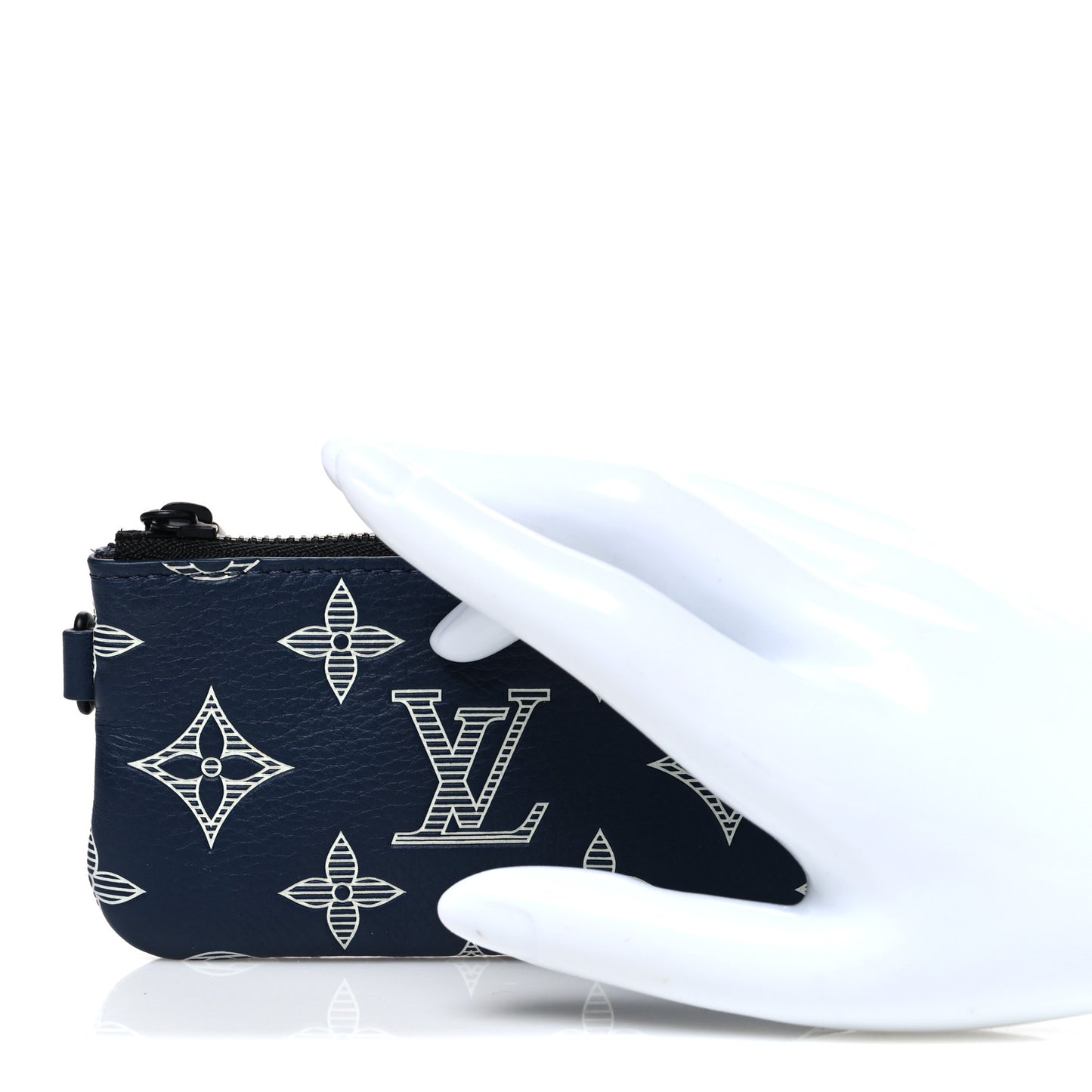 Calfskin Monogram Shadow Trio Messenger Key Pouch Ink Blue White
