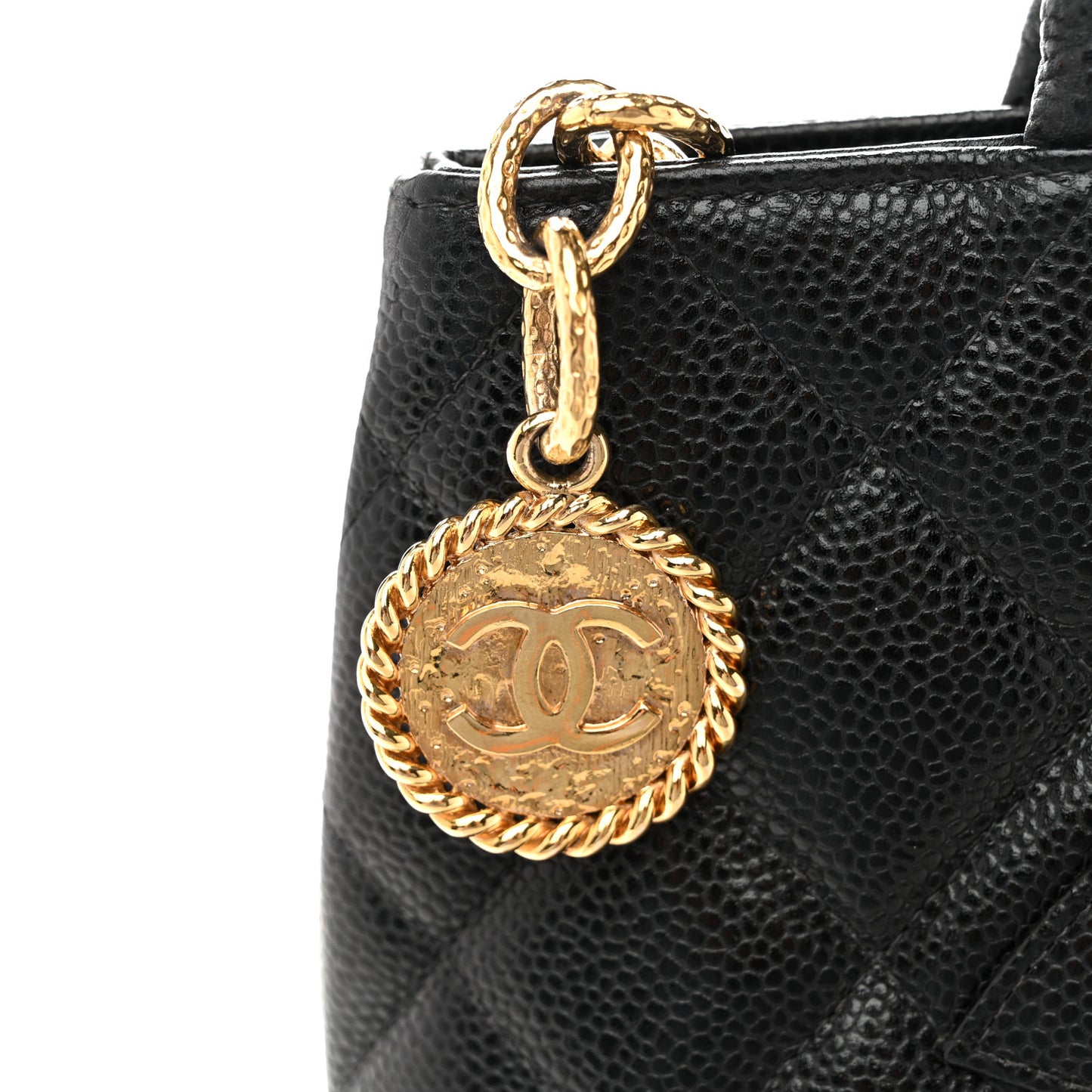 Caviar Quilted Medallion Tote Black