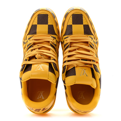 Louis Vuitton Damier Pop Grained Calfskin Mens LV Trainer Sneakers 8 Jaune Mat 2 of 9