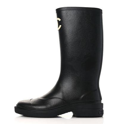 Chanel Caoutchouk CC High Boots 37 Black 1 of 9