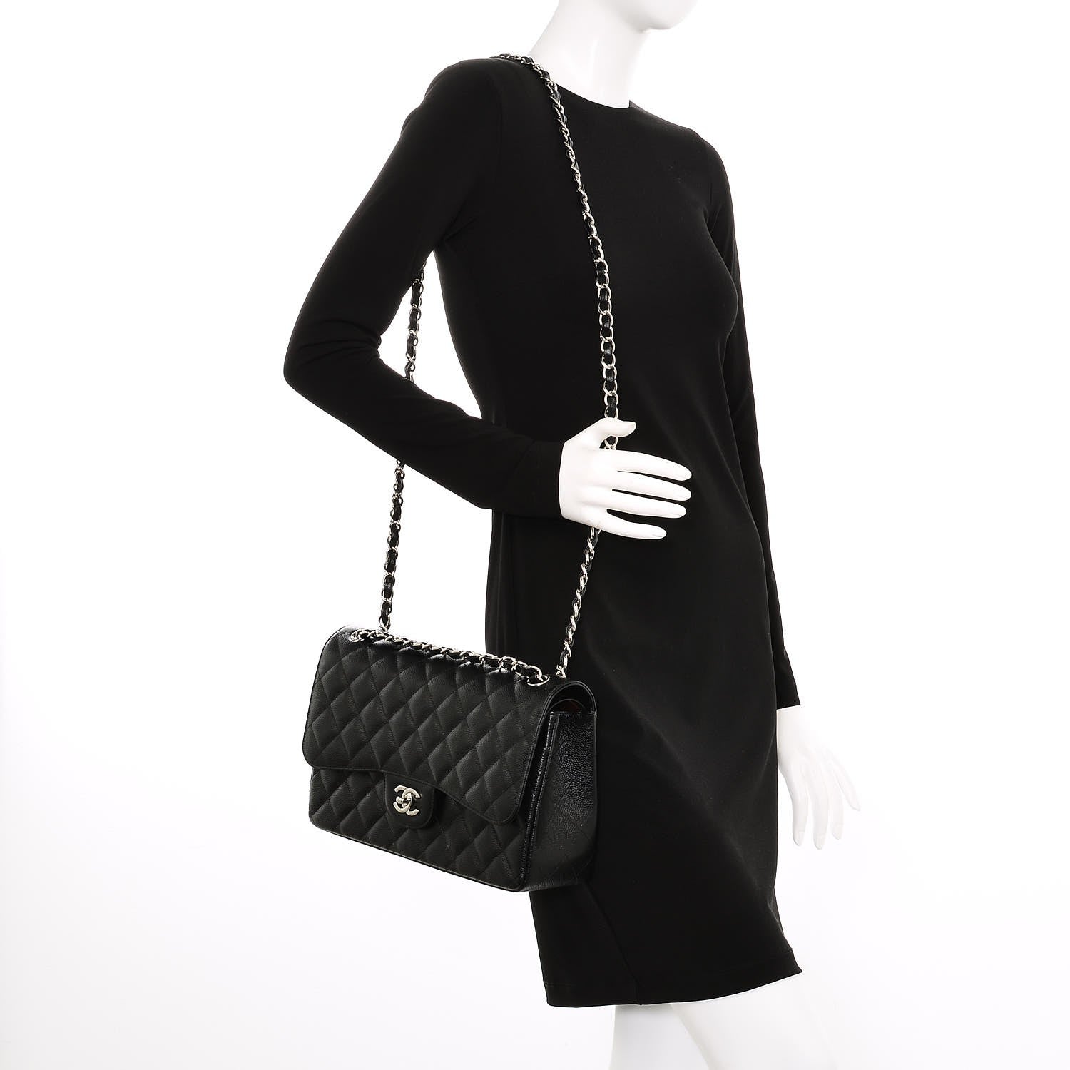 Chanel Caviar Quilted Jumbo Double Flap Black 2 of 7