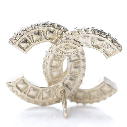 Chanel Crystal Timeless CC Earrings Light Gold 4 of 5