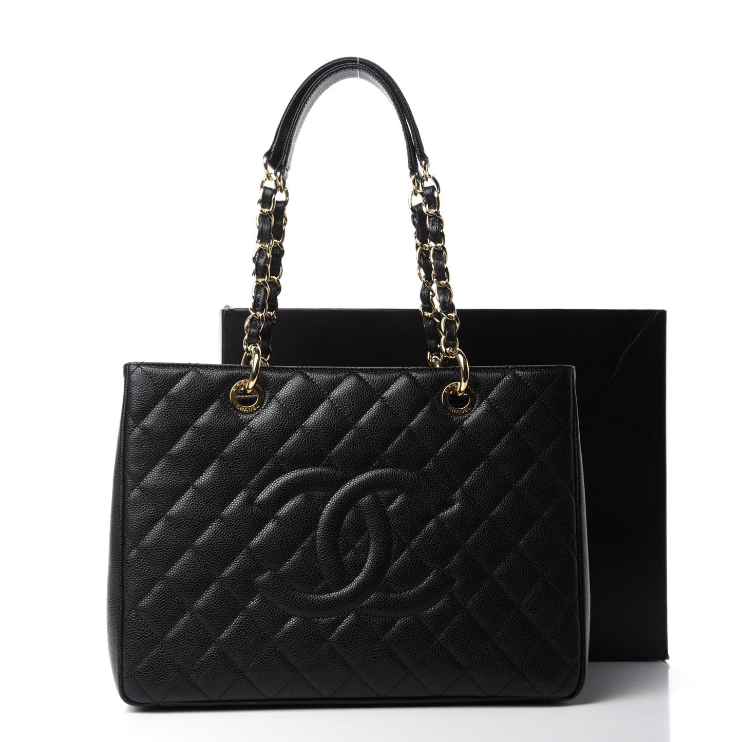 Caviar Quilted Grand Shopping Tote GST Black