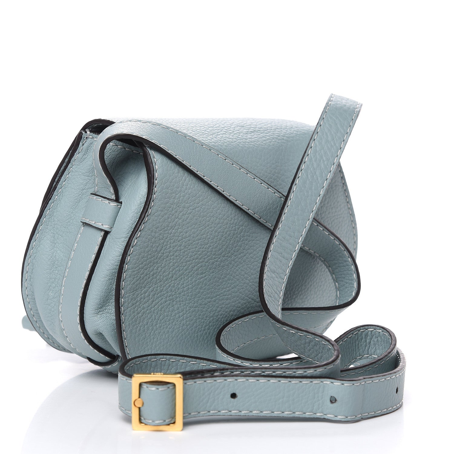 Chloe Calfskin Mini Marcie Round Crossbody Bag Faded Blue 3 of 9