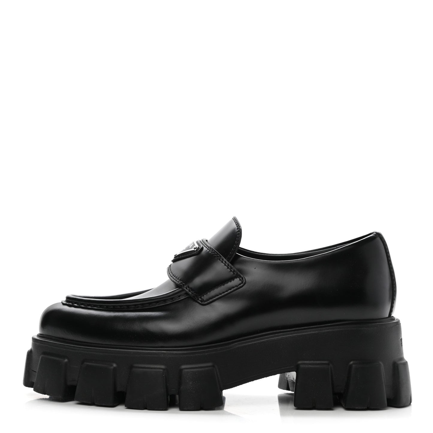 Spazzolato Triangle Logo Monolith Pointy 55mm Loafers 38 Black