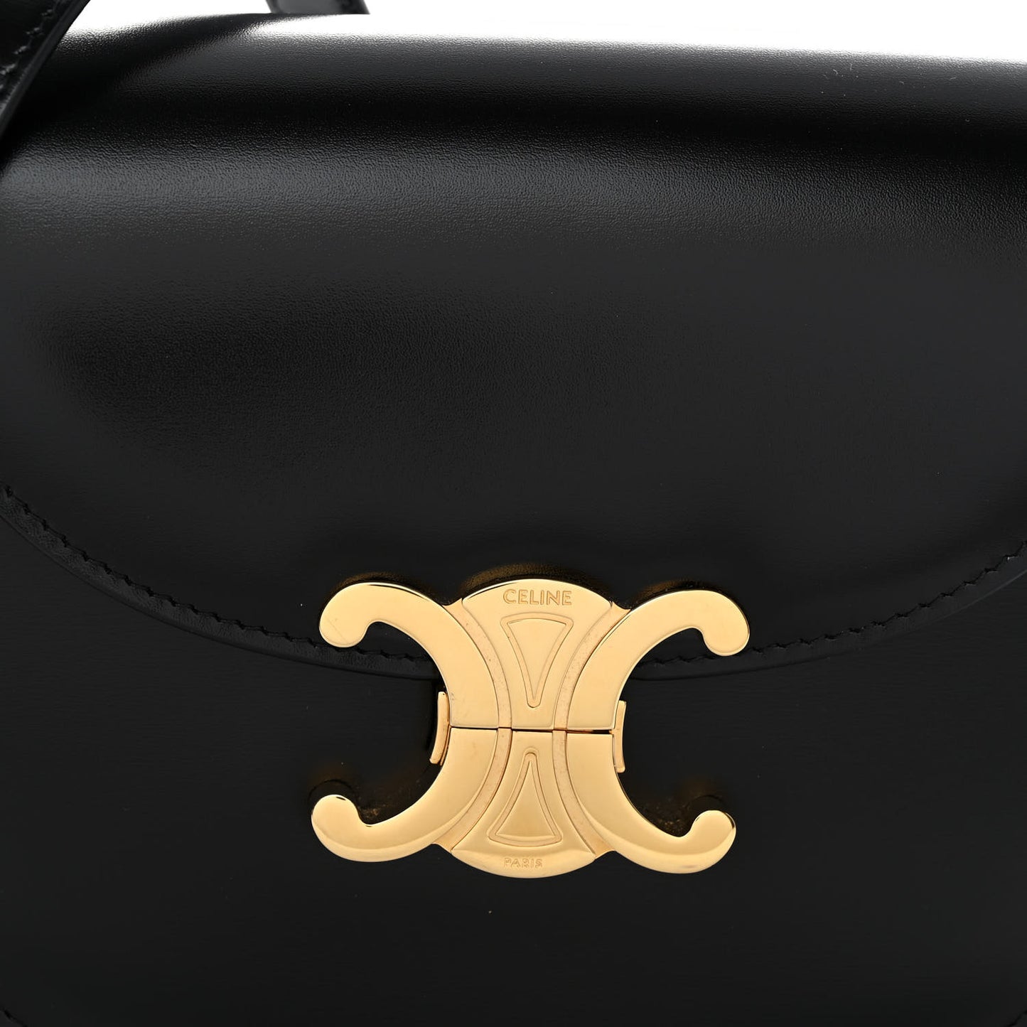 Shiny Calfskin Besace Clea Triomphe Black