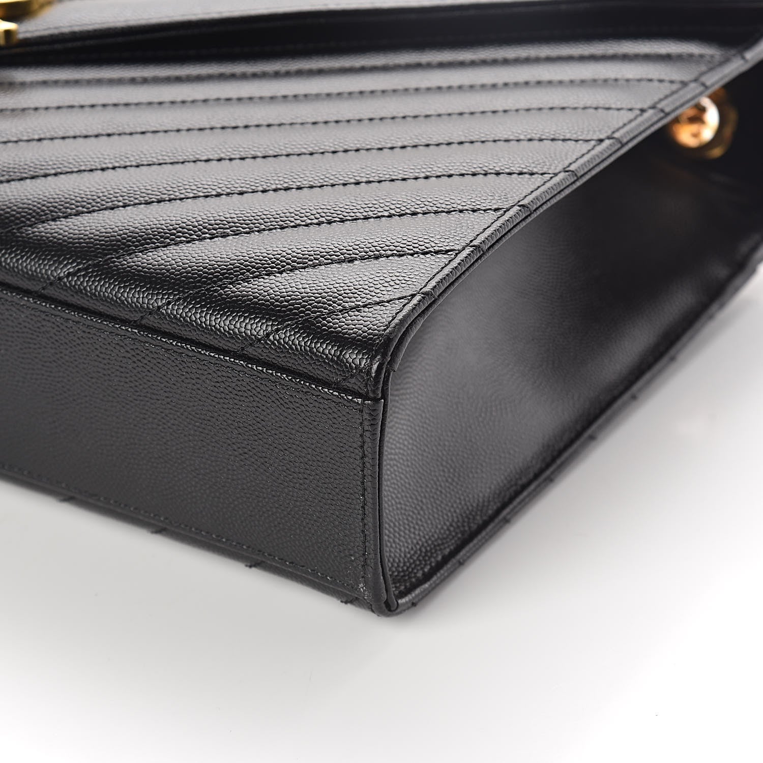 Saint Laurent Grain De Poudre Matelasse Chevron Large Monogram Satchel Black 8 of 8