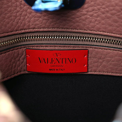 Valentino Garavani Pebbled Calfskin Small Rockstud Flip Lock Hobo Dark Nude 8 of 8