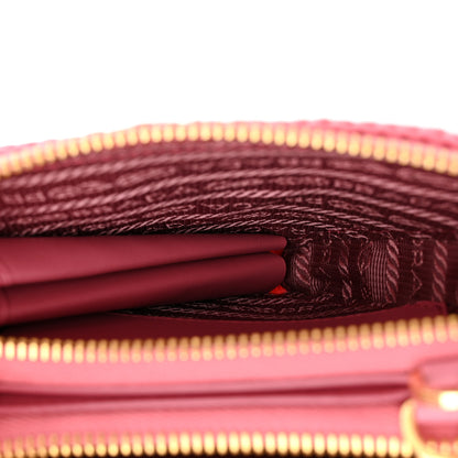 Prada Raffia Calfskin Crochet Logo Embroidered Mini Triangle Pouch Petalo 5 of 12