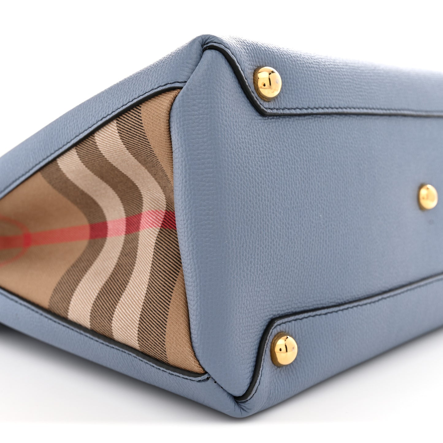 Derby Calfskin House Check Medium Banner Tote Slate Blue