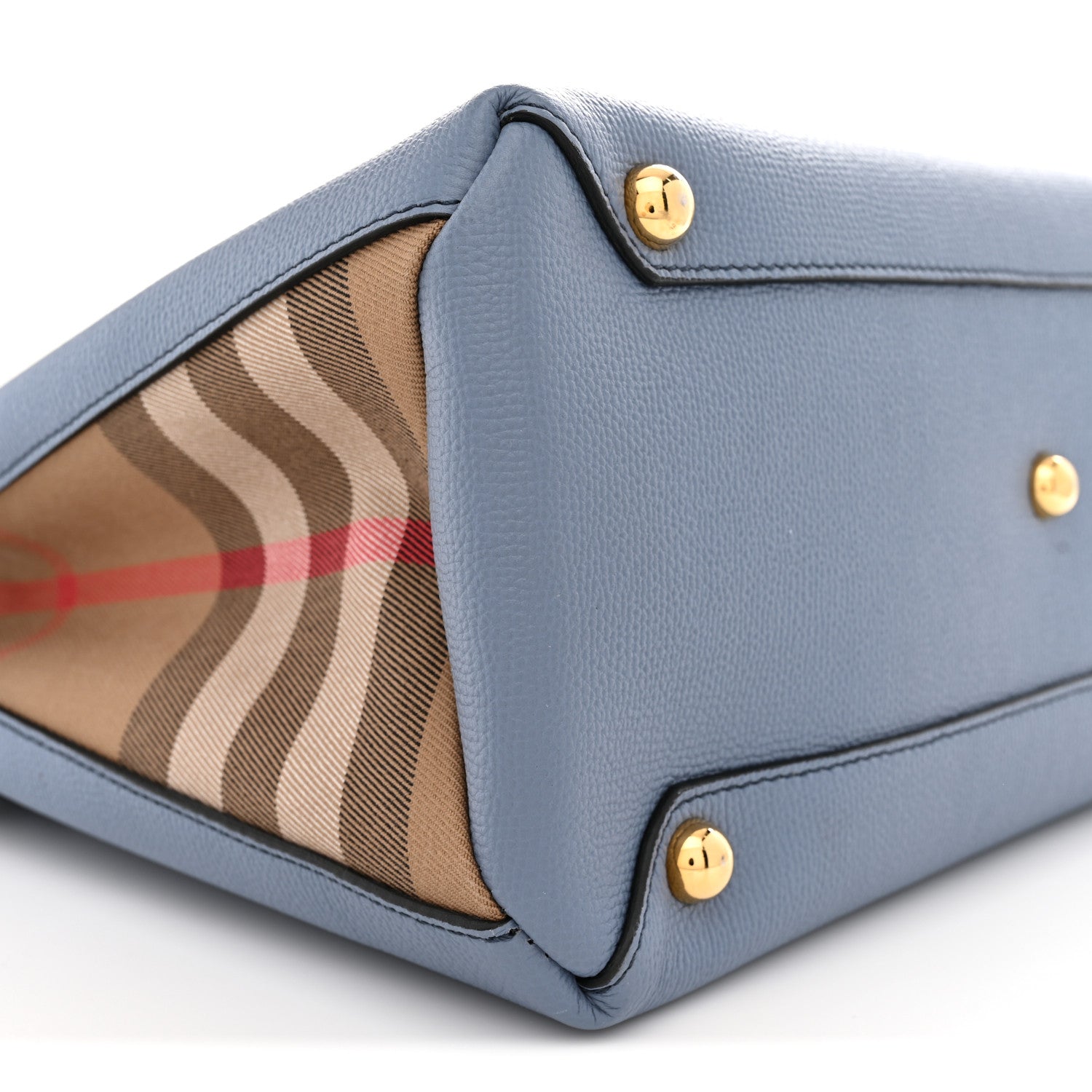 Burberry Derby Calfskin House Check Medium Banner Tote Slate Blue 9 of 10