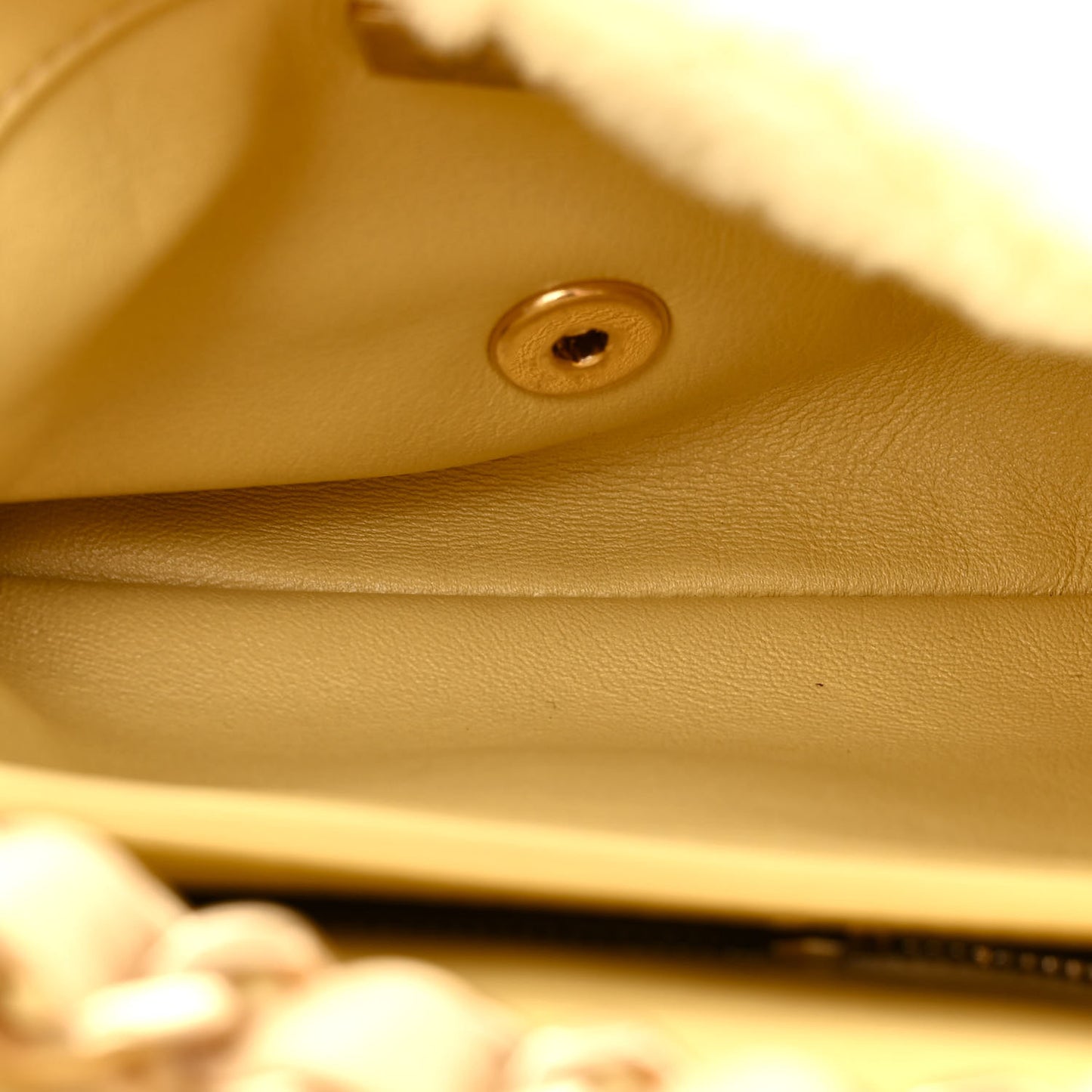 Shearling Lambskin Quilted Small Chain Top Handle Flap Yellow