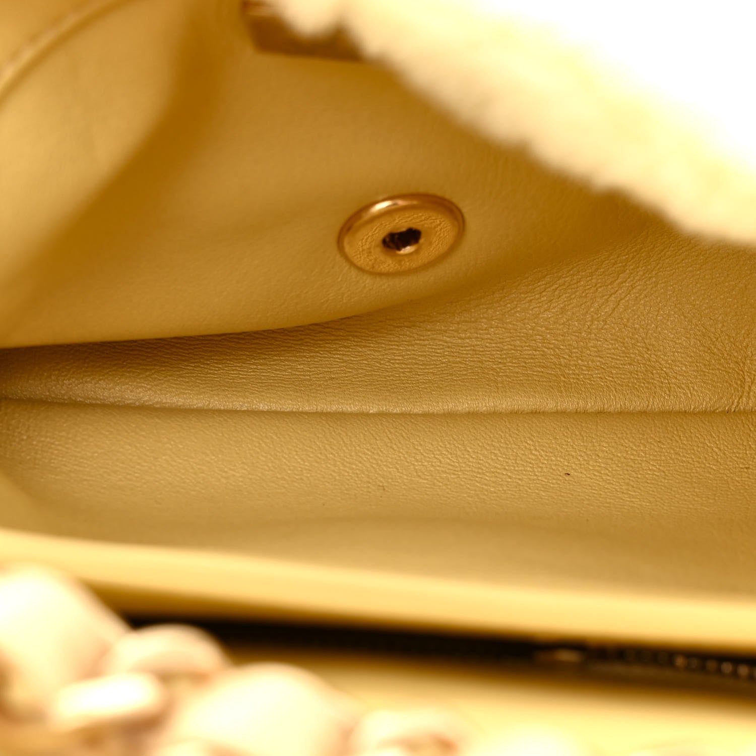 Chanel Shearling Lambskin Quilted Small Chain Top Handle Flap Yellow 5 of 10