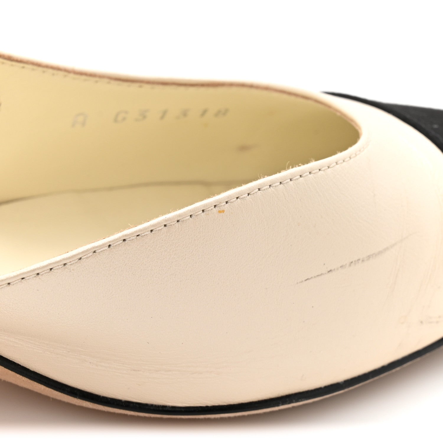 Chanel Lambskin Grosgrain Cap Toe CC Slingback Pumps 38 White Black 13 of 14