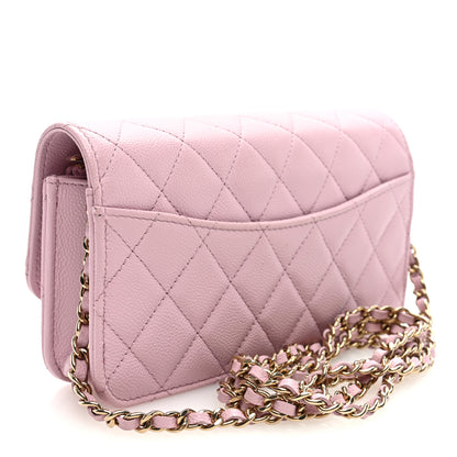 Chanel Caviar Quilted Flap Clutch with Chain Pink 3 of 10