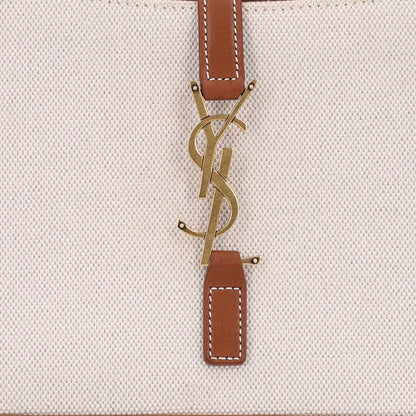 Saint Laurent Smooth Calfskin Canvas Le 5 A 7 Hobo Natural Beige Brick 8 of 10