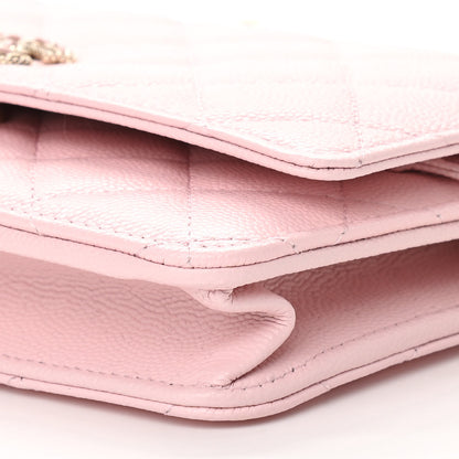 Chanel Caviar Quilted Crystal CC Wallet On Chain WOC Light Pink 11 of 12