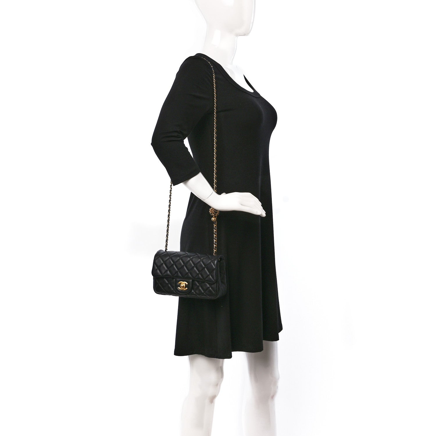 Chanel Lambskin Quilted Mini Rectangular Pearl Crush Flap Black 2 of 9