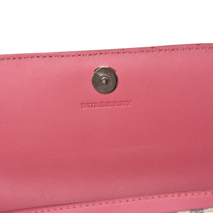 Burberry Haymarket Check Floral Print Henley Wallet On Chain Plum Pink Pewter Blue 6 of 8