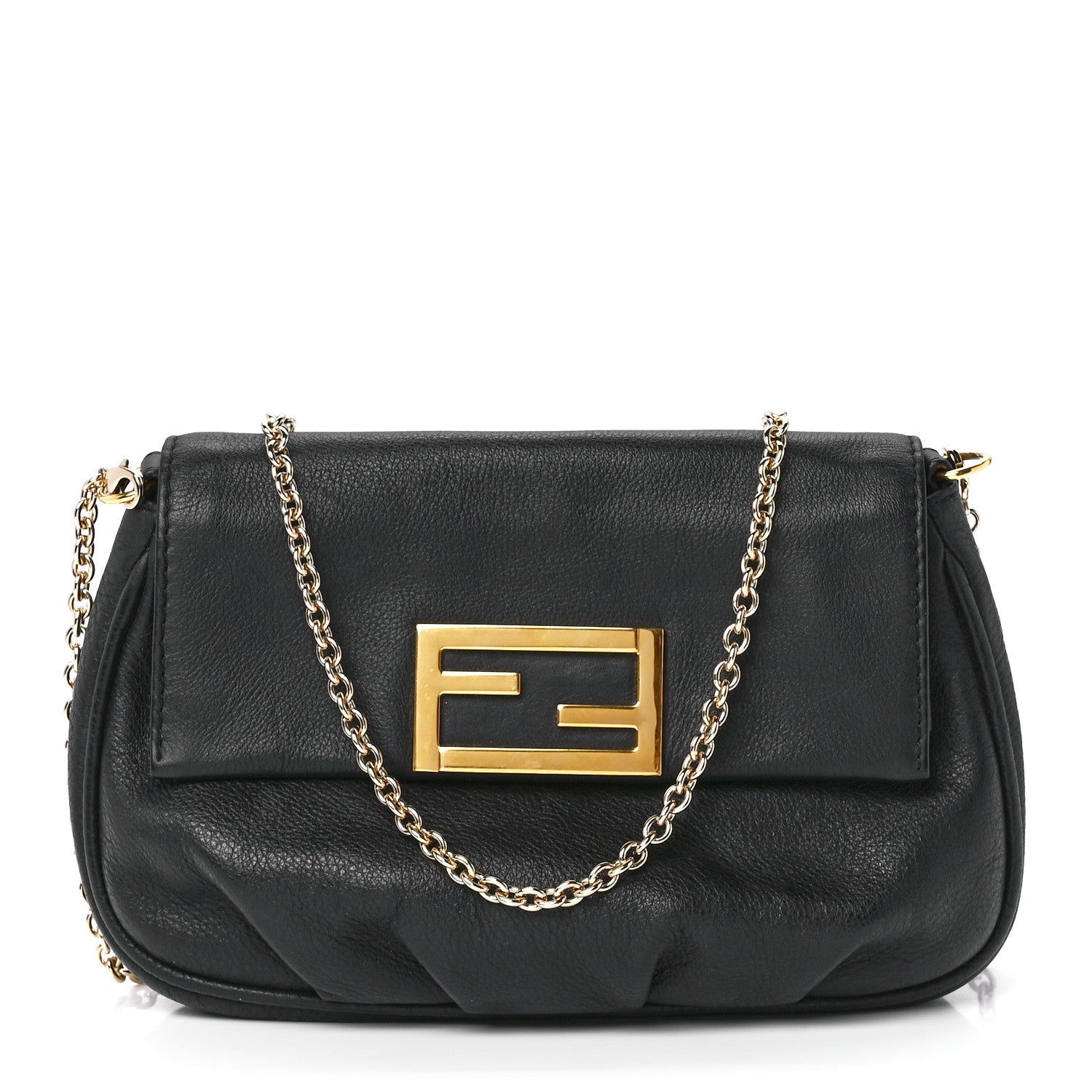 Fendi Vitello Flamingo Fendista Pouchette Crossbody Black 1 of 12