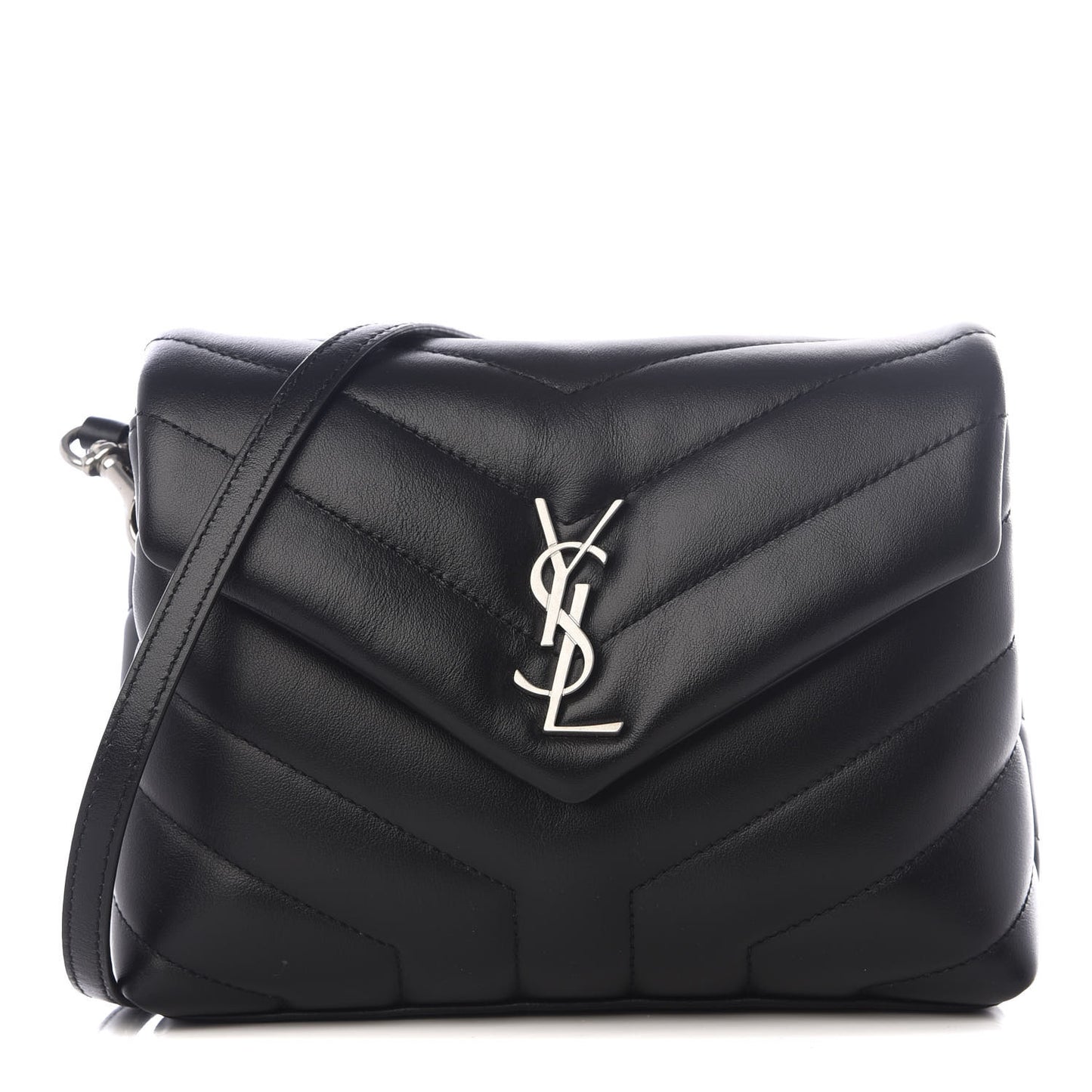 Calfskin Y Quilted Monogram Toy Loulou Crossbody Bag Black