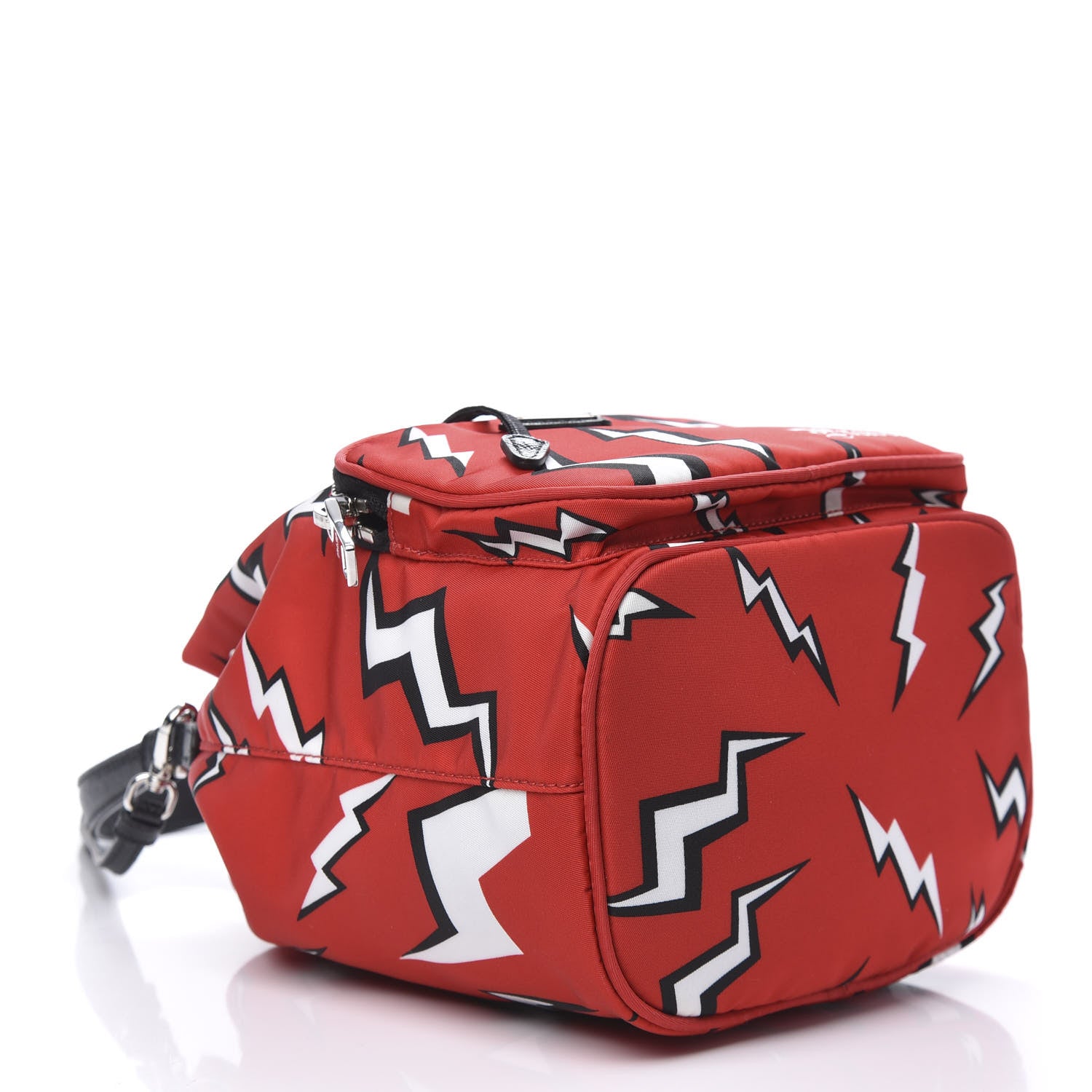 Prada X UNIVERSAL STUDIOS Tessuto Nylon Saffiano Thunder Frankenstein Mini Bucket Crossbody Bag Rosso Black 4 of 9