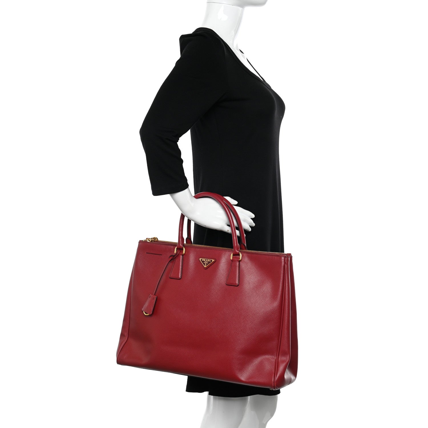 Prada Saffiano Large Galleria Double Zip Tote Fuoco 2 of 13