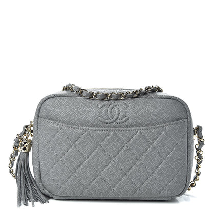 Chanel Iridescent Caviar Flat Quilted Small Coco Tassel Camera Case Grey 1 of 11