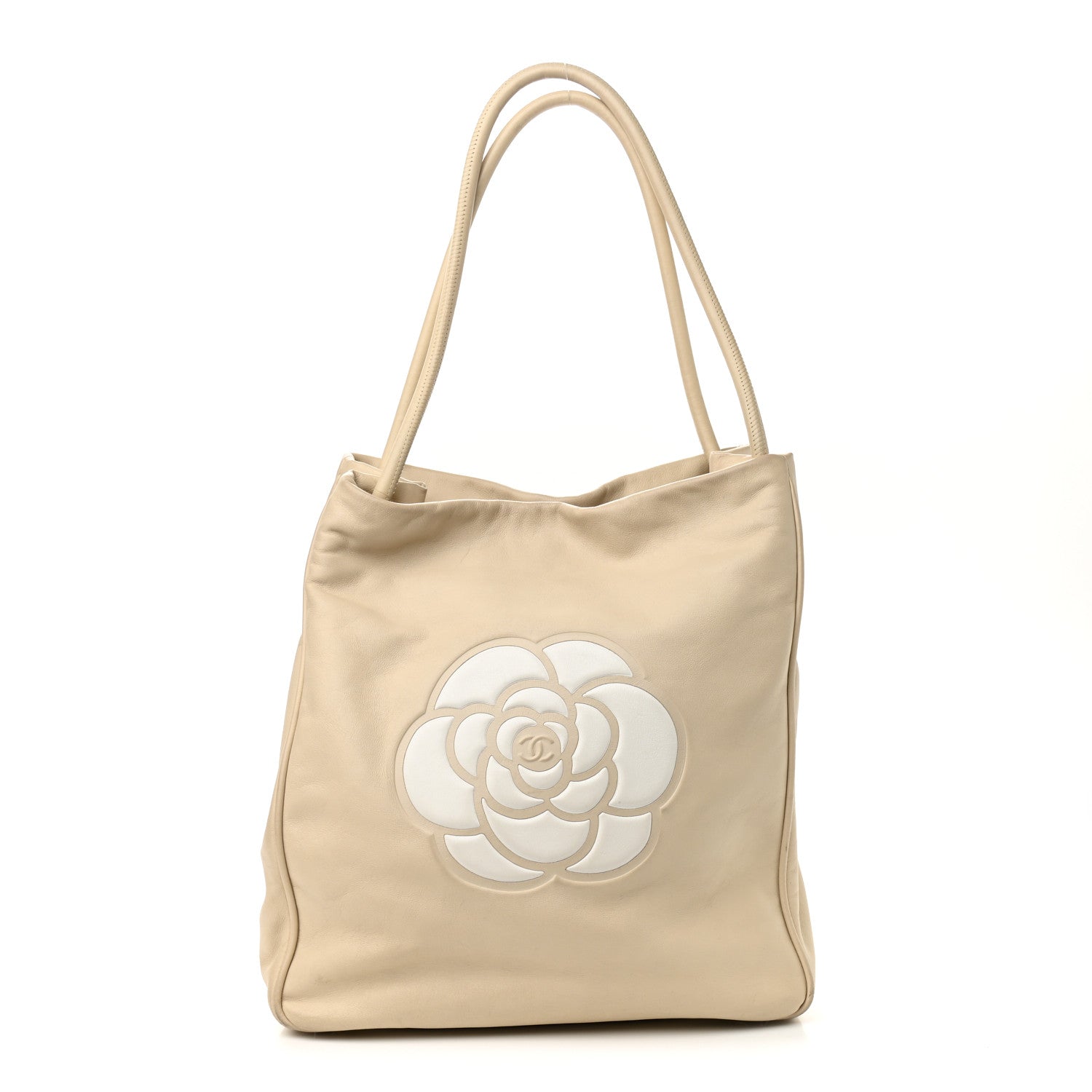 Chanel Lambskin Camellia Tote Beige 1 of 14