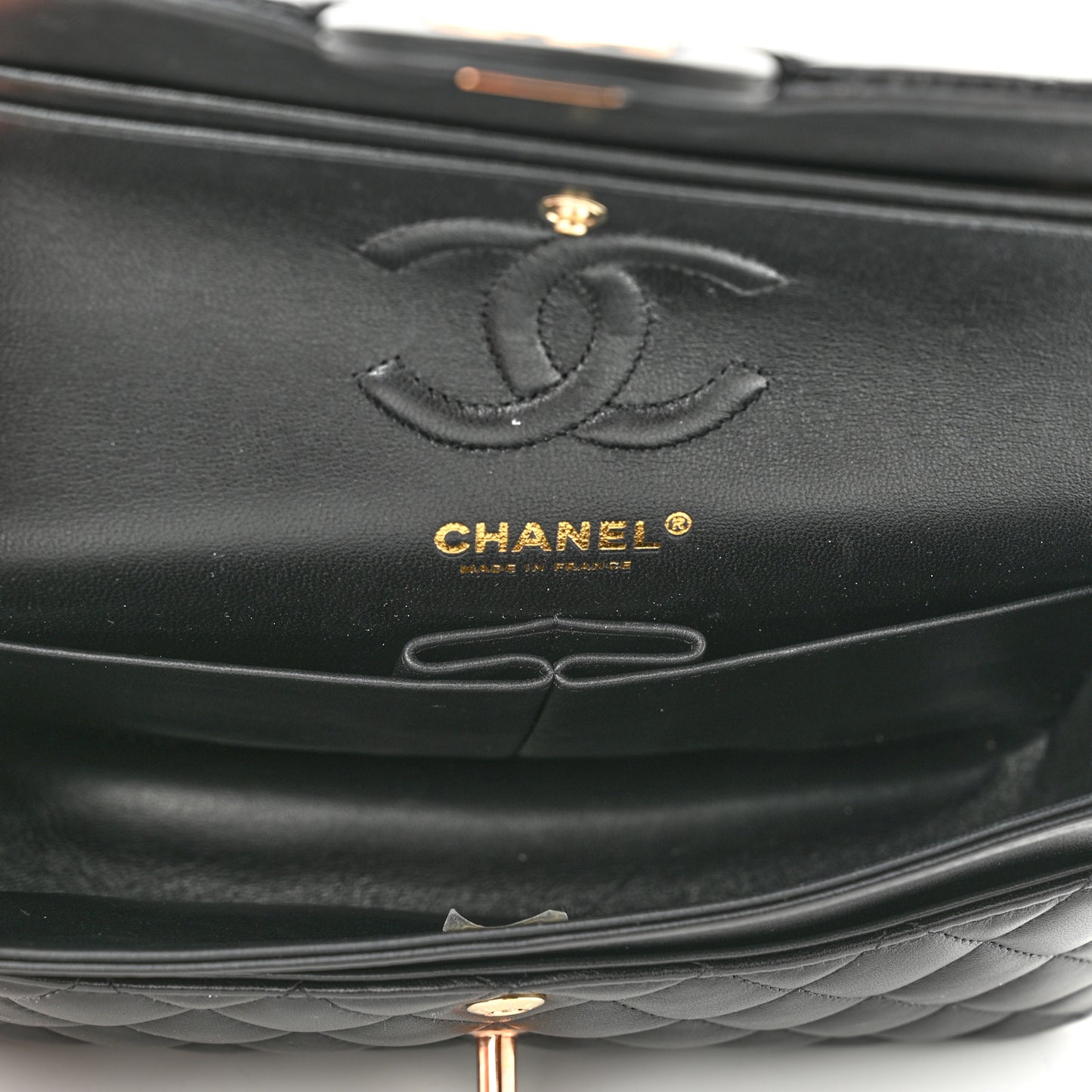 Lambskin Quilted Small Double Flap Black