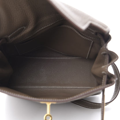 Hermes Taurillon Clemence Kelly Ado Backpack Etoupe 4 of 9