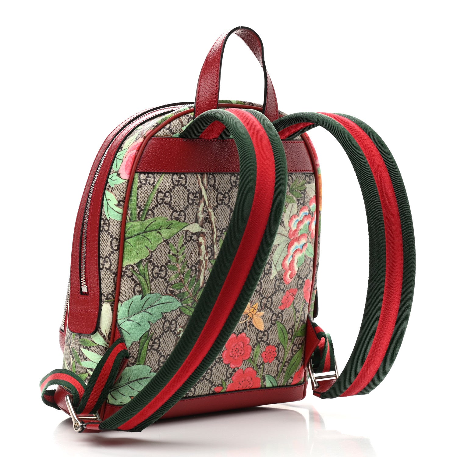 Gucci GG Supreme Monogram Tian Web Small Day Backpack Beige Multicolor Red 3 of 9