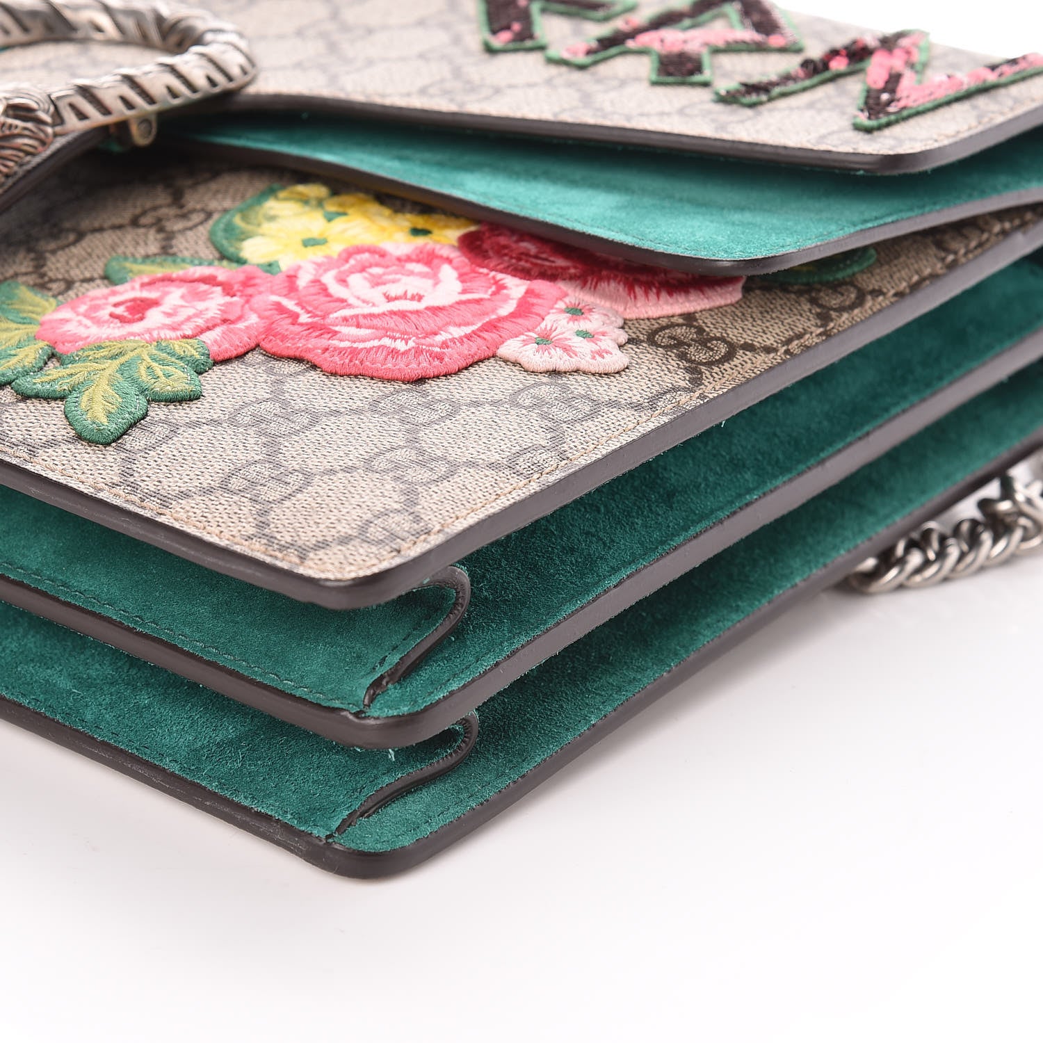 Gucci GG Supreme Monogram Embroidered Medium Dionysus Shoulder Bag Emerald 6 of 9