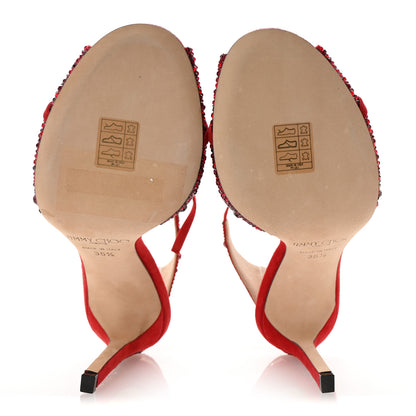 Jimmy Choo Suede Crystal Talaya 100 Pumps 35.5 Red 6 of 9