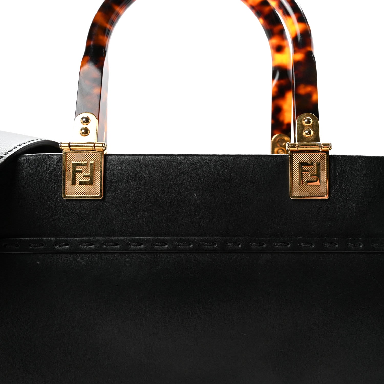 Fendi Vitello King Plexiglass Medium Fendi Sunshine Shopper Tote Black 7 of 9