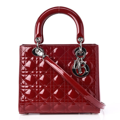Christian Dior Patent Cannage Medium Lady Dior Red 1 of 10
