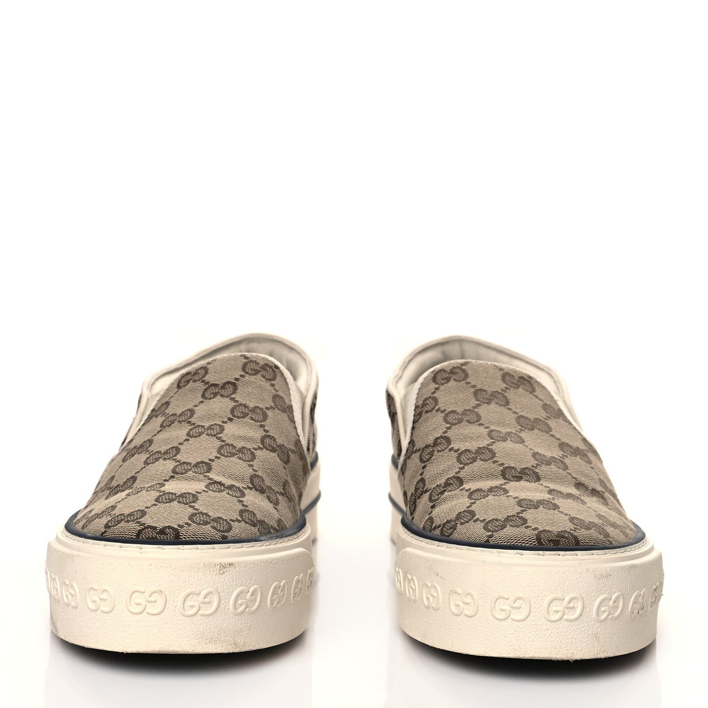 GG Monogram Womens 1977 Tennis Slip On 30mm Sneakers 41 Beige Ebony Mystic White
