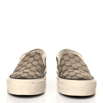 Gucci GG Monogram Womens 1977 Tennis Slip On 30mm Sneakers 41 Beige Ebony Mystic White 2 of 11