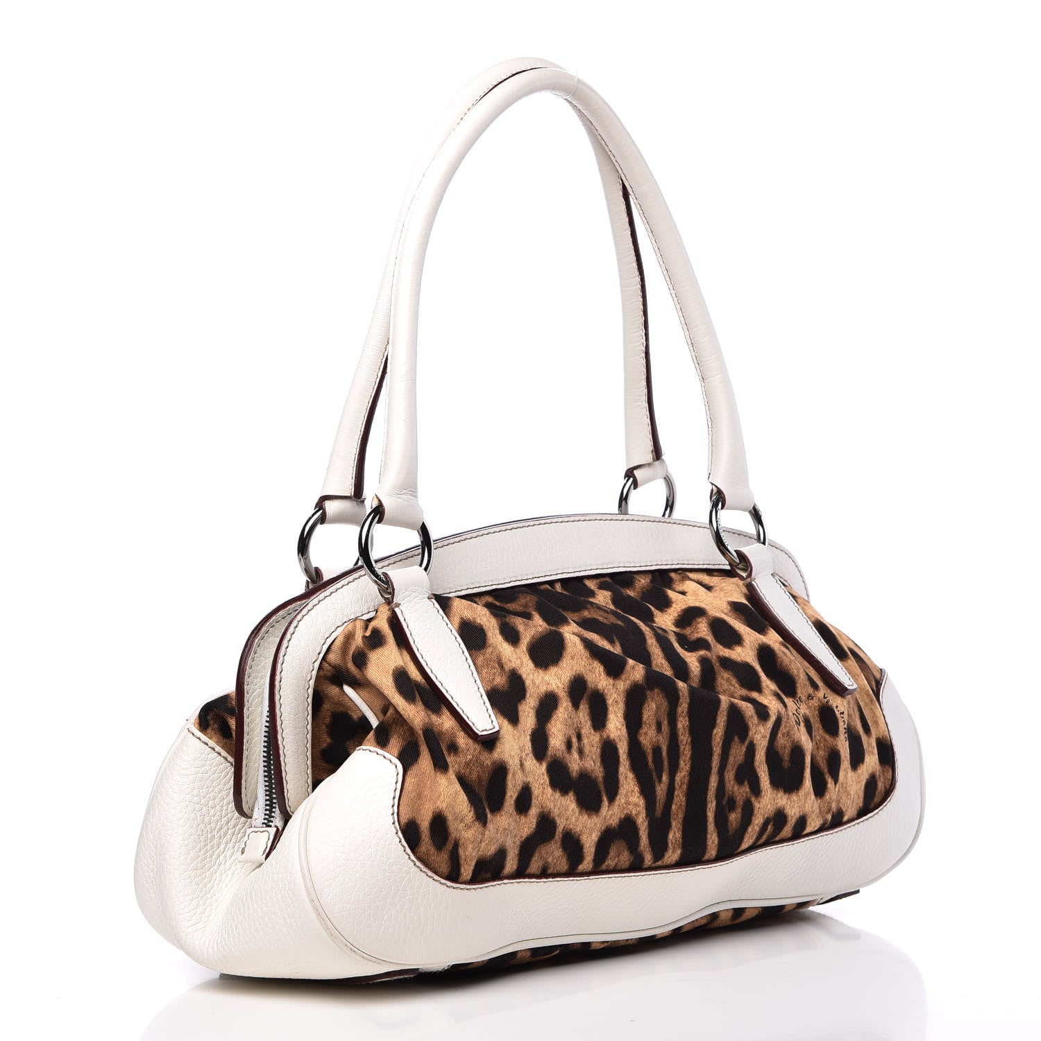 Dolce & Gabbana Calfskin Leopard Print Satchel Beige 3 of 15